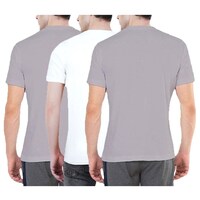 NXT GEN Men's Solid Round Neck Printed Regular T-Shirt, TNG15606, Grey & White, Pack of 3