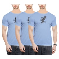 Picture of NXT GEN Men's Solid Round Neck Printed Regular T-Shirt, TNG15586, Blue, Pack of 3