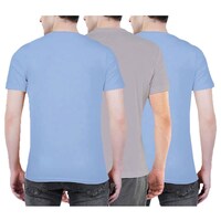 Picture of NXT GEN Men's Solid Round Neck Printed Regular T-Shirt, TNG15590, Blue & Grey, Pack of 3