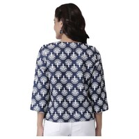 Hang Up Printed Ethnic Jacket, AS934752, Navy Blue & White