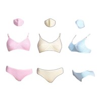 Picture of FIMS Women's Bra and Brief Set with Free Reusable Mask, NKR32253, Multicolour, Pack of 3