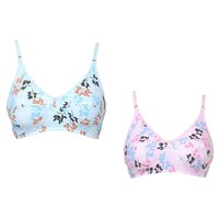 Picture of FIMS Women's Cotton Floral Printed Non-Padded and Non Wired Bra, NKR34187, Pack of 2