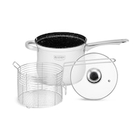 Picture of Edenberg Stainless Steel Steamer Fryer Pot with Basket & Glass Lid, 3.8L