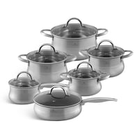 Picture of Edenberg Stainless Steel Cookware Set with Lid, Set of 12