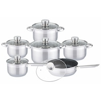 Edenberg Stainless Steel Cookware Set with Marble Frypan, Set of 12