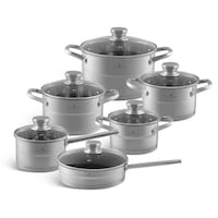 Edenberg Nonstick Cookware Set, Silver, Set of 12