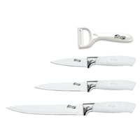 Picture of Edenberg Knife Set with Ceramic Peeler, White, Set of 4