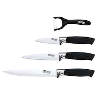 Edenberg  Knife Set with Ceramic Peeler, White and Black, Set of 4