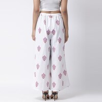 Hangup Women's Rayon Printed Casual Mid-Rise Pants, BGNA935083, White & Pink