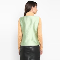 Hangup Women's  Poly Silk Jacquard Jacket, BGNA765272, Green