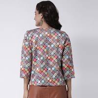 Hangup Women's  Polyester Viscose Printed Jacket, BGNA765295, Multicolour