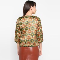 Hangup Women's  Polyester Viscose Print Jacket, BGNA765287, Multicolour