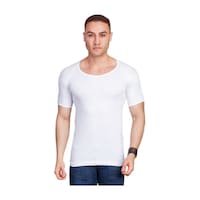 Picture of YUVA Men's Solid Short Sleeves Vest, YUVA0932403, White, Pack of 10
