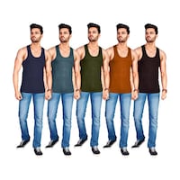 Picture of YUVA Men's Solid Vest, YUVA0932404, Multicolour, Pack of 5