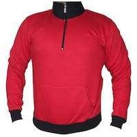 Outflank Unisex Solid Quarter Zip Sweatshirt, OTF0733528, Red