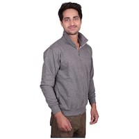 Outflank Men's Solid Zipper Sweatshirt, OTF0733559, Grey