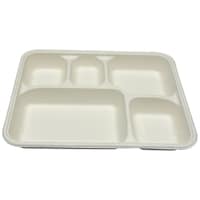 Sadho Kids Meal Tray, 5 Compartment, White, Pack of 25