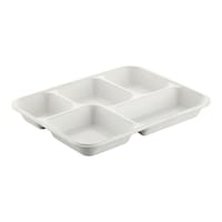 Sadho Meal Trays without Lid, 5 Compartment, White, Pack of 25