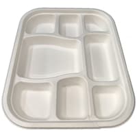 Sadho 8 Compartment Meal Trays, White, Pack of 25