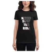 Picture of Foxvenue Women's Never Stop The Ride Printed T-shirt, FXV0936002, Black