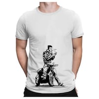 Picture of Foxvenue Men's Biker Printed T-shirt, FXV0935602, White
