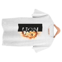 Foxvenue Men's LION Printed T-shirt, FXV0935618, White