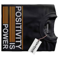 Foxvenue Women's Positivity Is Power Printed T-shirt, FXV0936011, Black