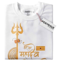 Picture of Foxvenue Men's Har Har Mahadev Printed T-shirt, FXV0935656, White