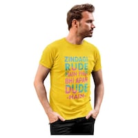 Picture of Foxvenue Men's Zindagi Rude Hain Phir Bhi Apan Dude Hain Printed T-shirt, FXV0935981