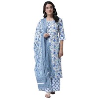 Hang Up Readymade Rayon Suit Set with Dupatta, ALLS091527, Blue & White, S, Set of 3