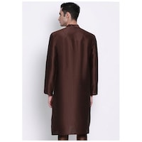 Picture of Sanwara Fashion Men's Blended Silk Mandarin Collar Full Sleeves Solid Kurta, ALSK1138, Brown