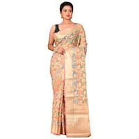 Picture of Indian Silk House Agencies Kora Silk Saree with Blouse Piece, ISKA100083, Multicolor