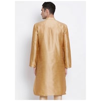 Picture of Sanwara Fashion Men's Blended Silk Mandarin Collar Full Sleeves Solid Kurta, ALSK1134, Beige