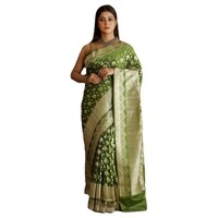 Picture of Indian Silk House Agencies Banarasi Silk Saree with Blouse Piece, ISKA99896, Green & Golden