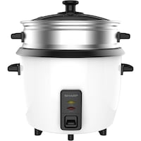 Sharp 2-In-1 Non-Stick Rice Cooker & Food Steamer, 400W, White - KS/H108G/W3
