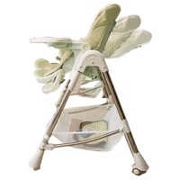 Belecoo Ultimate High Chair with Wheel, Brown & Cream