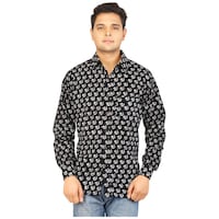 Damyantii Men's Floral Printed Casual Shirt, BSHS0149, Black