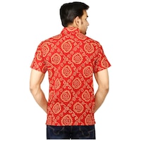Damyantii Men's Rajasthani Bandhej Printed Casual Shirt, BSHS0263, Red