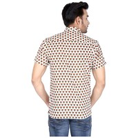 Damyantii Men's Jaipuri Floral Boota Printed Casual Shirt, BSHS0302, White