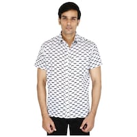 Picture of Damyantii Men's Jaipuri Moustache Printed Casual Shirt, BSHS0246, White