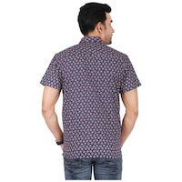 Damyantii Men's Jaipuri Boota Printed Casual Shirt, BSHS0289, Blue