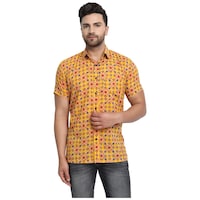Damyantii Men's Rajasthani Boota Printed Casual Shirt, BSHS0315, Orange