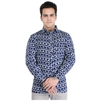 Damyantii Men's Printed Casual Shirt, BSHS0265, Blue