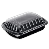 Picture of Khaleej Disposable Plastic Container with Lid, 1022ml, Black, Carton of 250