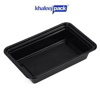 Picture of Khaleej Pack Disposable Rectangular Food Container with Lid, Black, Carton of 150