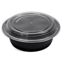 Picture of Khaleej Pack Disposable Round Food Container with Lid, Black, Carton of 150