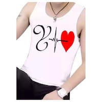 Picture of Men's Y Heart Printed Sleeveless Vest, MFB0937108, White