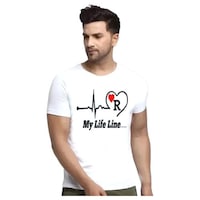 Picture of Men's My Life Line R Printed Half Sleeves T-shirt, MFB0937119, White