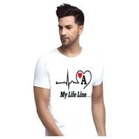 Picture of Men's My Life Line A Printed Half Sleeves T-shirt, MFB0937112, White