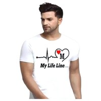 Picture of Men's My Life Line M Printed Half Sleeves T-shirt, MFB0937115, White